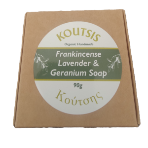 Koutsis Handmade Frankincense, Lavender & Geranium Soap 90g